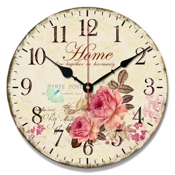 

Popular European-Style Creative Fashion Modern Quartz Retro Simple Wooden Decorative Hanging Clock