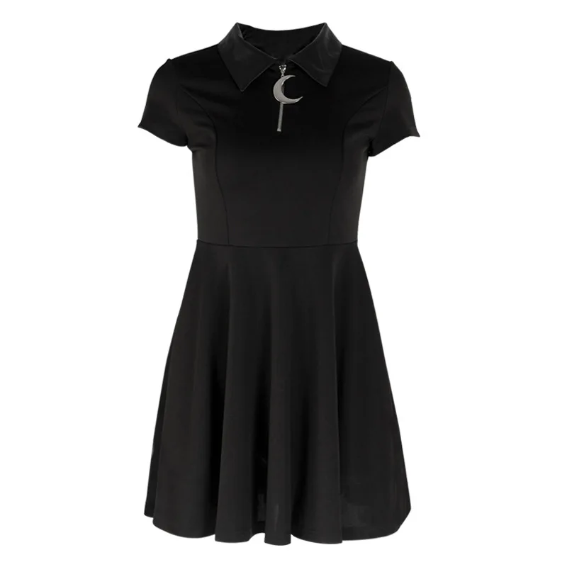 Готические мини-платья женские черные уличные панковские на молнии