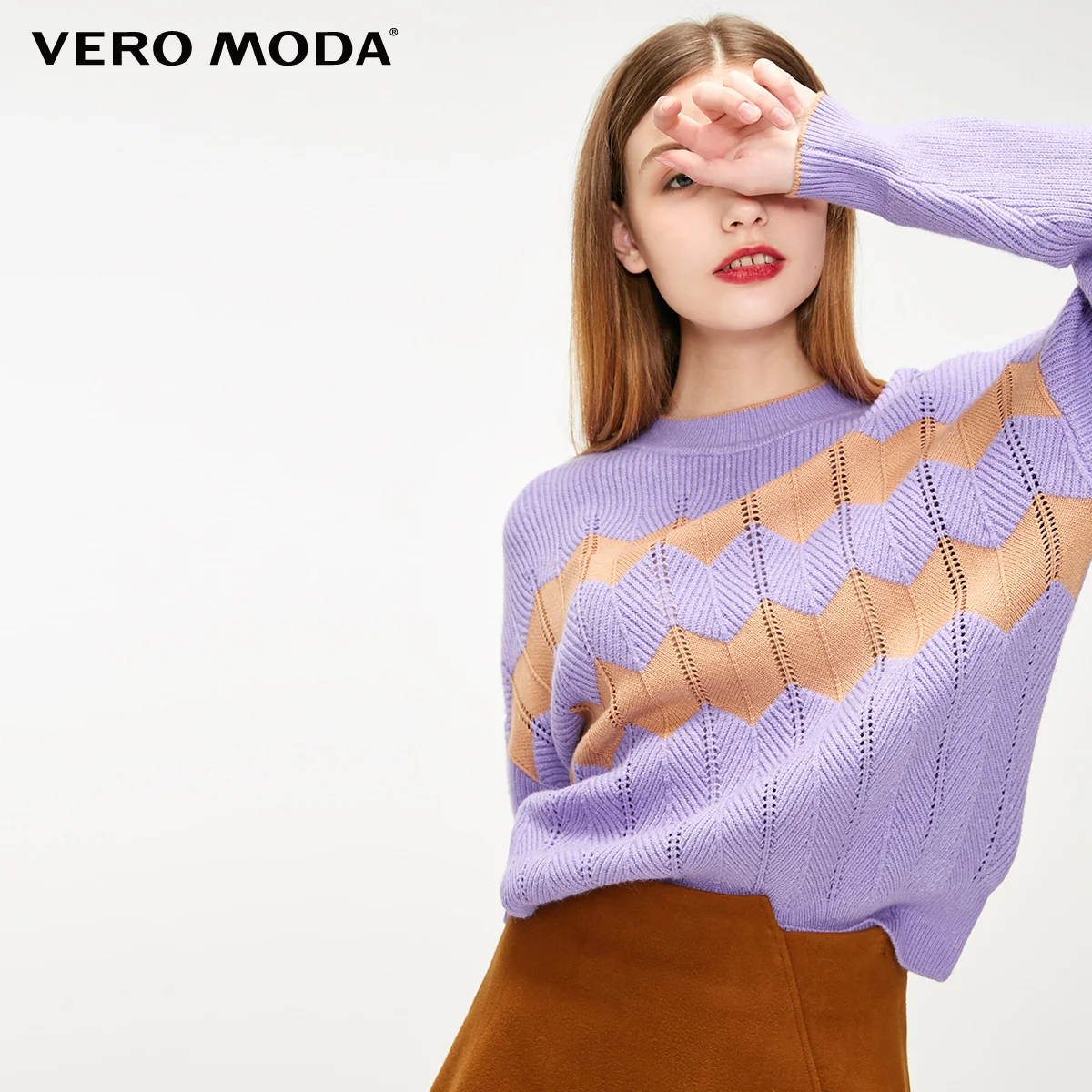 Purple mist Vero Moda женские контрастные круглый вырез с заниженным плечом трикотажные | 319113521 - Цвет: Purple mist