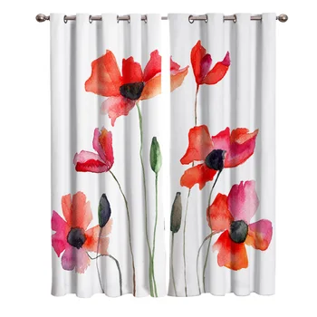 

Poppy Flowers Curtains Window Living Room Curtains Kitchen Indoor Window High Blackout Curtain