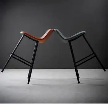 

Nordic Leisure Iron Stool Coffee Shop Backrest Metal Bar Chair Household Simple Bar Stool Dining Chair