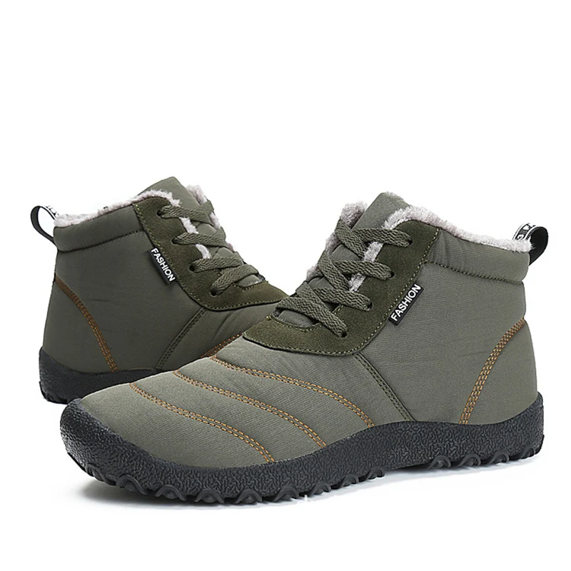 Зимние мужские теплые ботинки; водонепроницаемая обувь; зимние ботинки с мехом; модные мужские Ботильоны; теплая плюшевая обувь; зимняя обувь; Size36-48