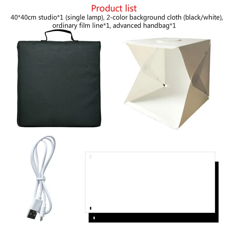 2 color LED mini studio button folding portable soft light box 40cm small LED mini photography