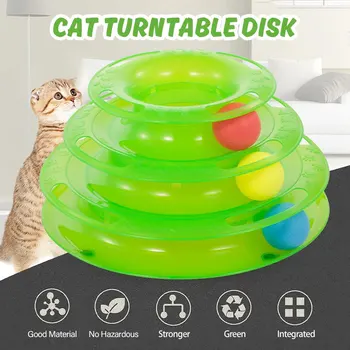 

Three Levels pet cat toy Tower Tracks Disc cat Intelligence Amusement triple disc cat toys ball Training Amusement plate