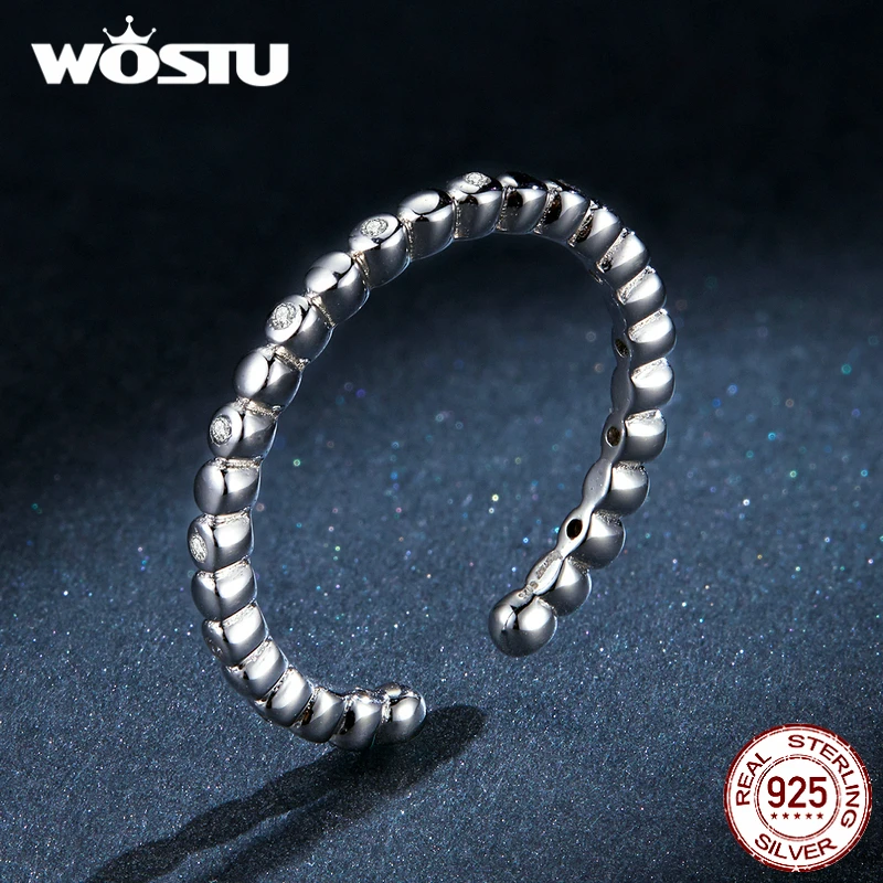 

WOSTU 925 Sterling Silver Simple Geometric Wedding Rings for Girl Ring Sterling Silver Jewelry Anniversary Gift Silver Ring