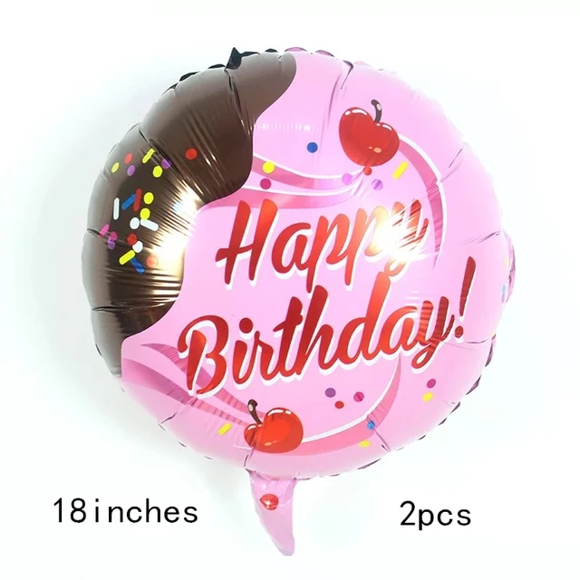 32Inch Donut Digital Foil Balloon Fruit Ice Cream Helium Balloon Birthday Party Decoration Kids Toy Sweet Digital Balloon Showe 2pcs as picture