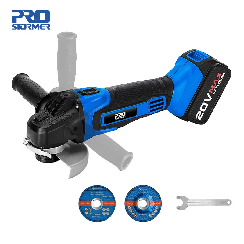 PROSTORMER 20V 4000mAh Cordless Winkel Grinder Schleifen Maschine Schleifen Elektrische Lithium Ionen Wiederaufladbare Grinder Power Tools-in Schleifmaschinen aus Werkzeug bei