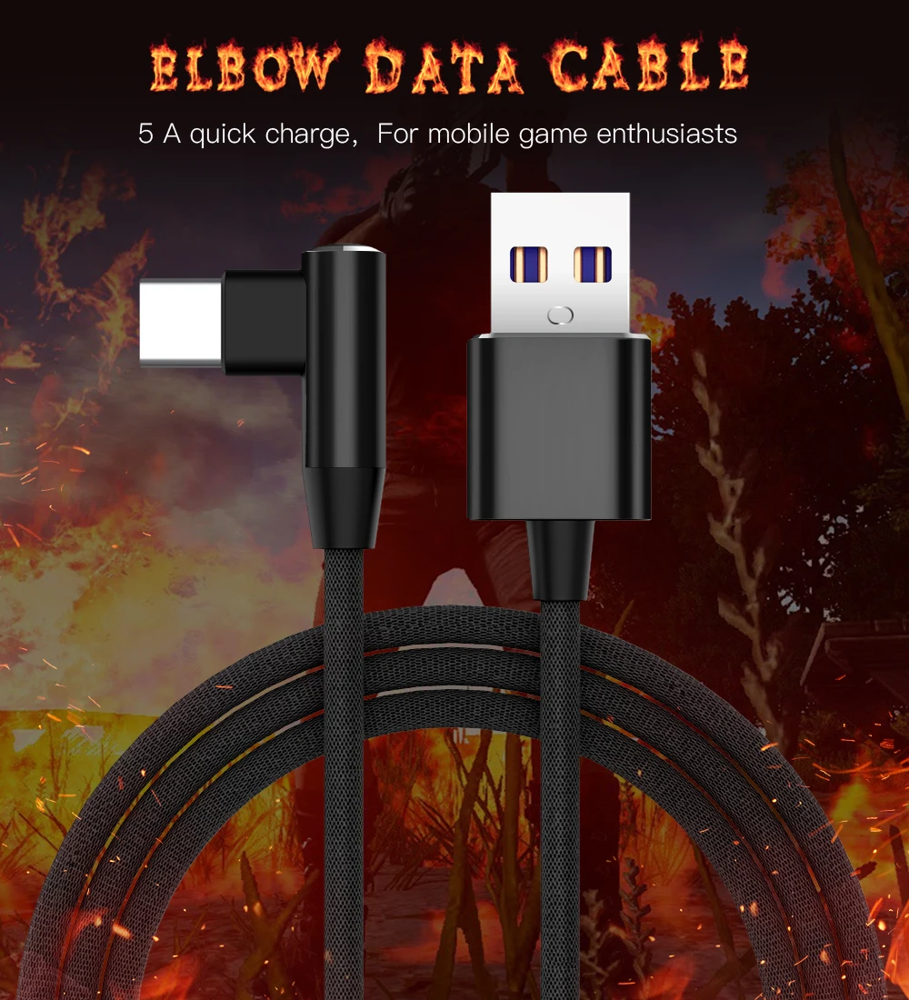 5A type C USB кабель 90 градусов type-C шнур для быстрой зарядки данных USB C супер зарядный провод для huawei Mate20 P20 кабель для быстрой зарядки