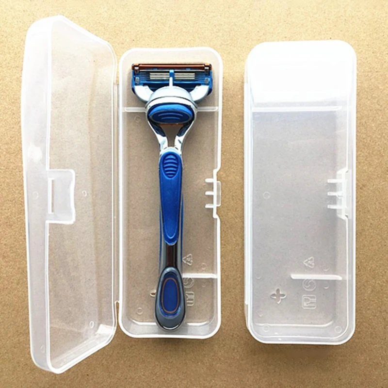 Men's Shaver Storage Box Portable Travel Razor Case Clear Plastic Razor Blades Holder Shaving