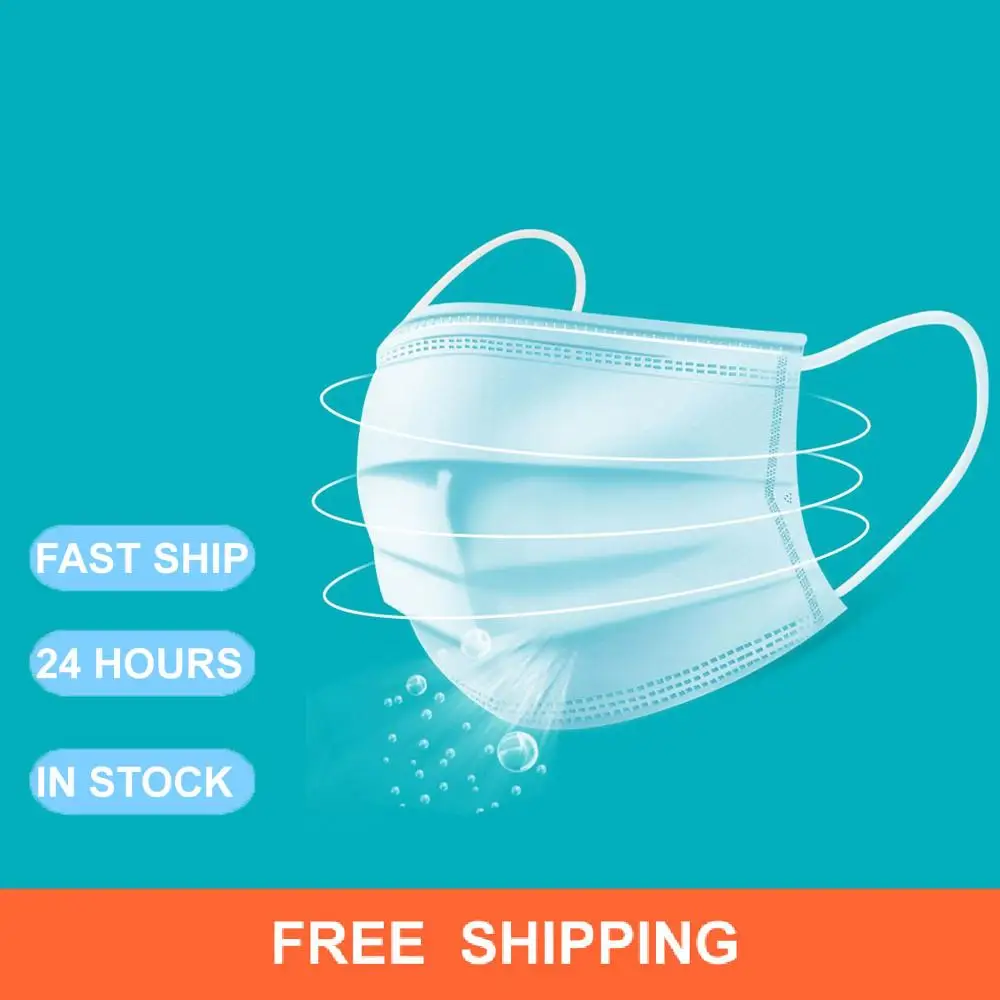 

50Pcs/Pack Profession Mask 3-Ply prevent Anti dust PM2.5 Nonwoven Disposable Elastic Soft Breathable Face Mouth Mask