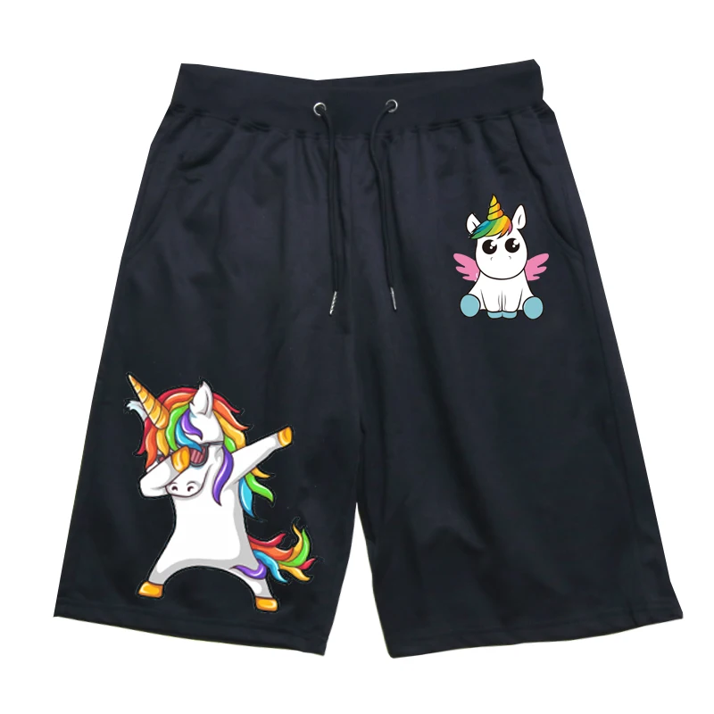 Короткие штаны с единорогом для бега, фитнеса, до колена, пляжные брюки для мужчин, женщин, мальчиков и девочек, спортивные дышащие штаны для косплея