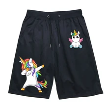 Короткие штаны с единорогом для бега, фитнеса, до колена, пляжные брюки для мужчин, женщин, мальчиков и девочек, спортивные дышащие штаны для косплея