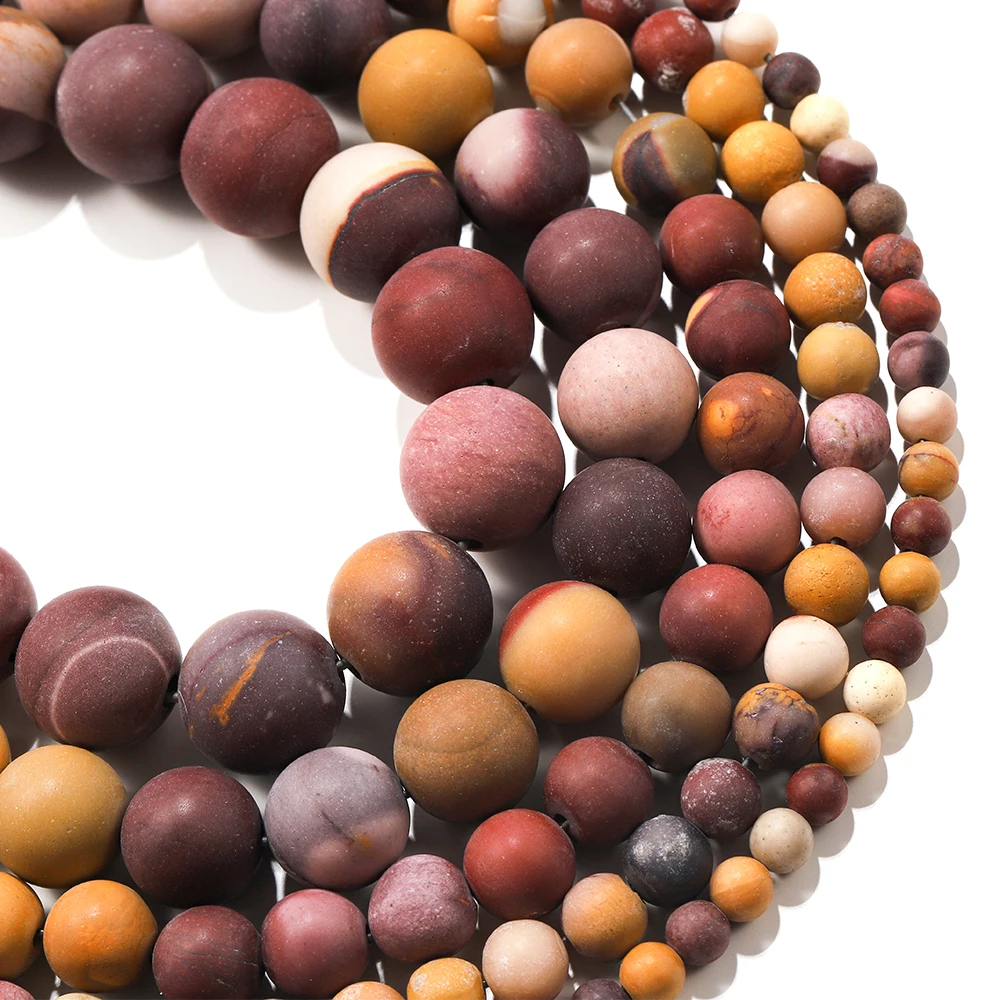 

1strand Natural Stone Matte Red Yellow Mookaite Stone Beads Round Loose Dull Polish Bead For Jewelry Making 4 6 8 10 12MM