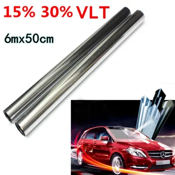 

Hot New 15% 30% VLT 6m x 50cm Automotive Window Glass Tint Film Tinting Roll Silver For Cars Campers /Vans Boats
