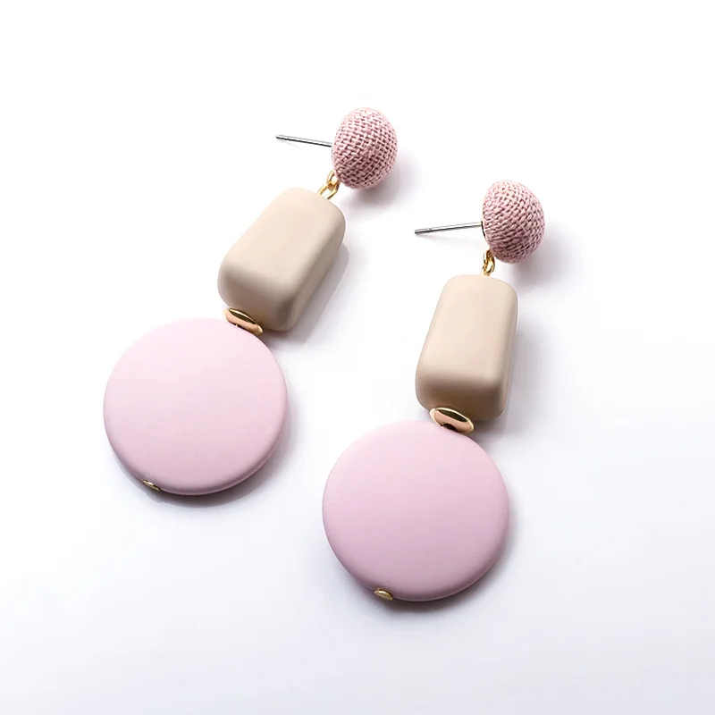Pink ZWC модные корейские синие геометрические акриловые деревянные квадратные серьги для женщин массивные висячие серьги ювелирные изделия brincos oorbellen - Окраска металла: Pink