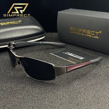 

SIMPRECT Fashion Metal Polarized Sunglasses Men 2020 TAC UV400 Anti-glare Square Sunglasses Retro Driver's Sun Glasses For Men