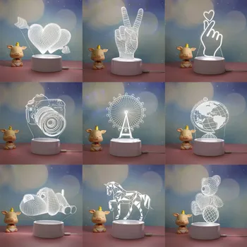 

LED 3D Acrylic Night Light Sleeping Table Lamp Home Decoration Kids Bedroom Decoration New Year Valentine's Day Ornament Gift ./