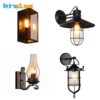 

Vintage Iron Art Glass Wall Lamp Edison Light American Country Retro Loft Wall Sconce Bedroom Bar Decor LED Wall Light Fixtures