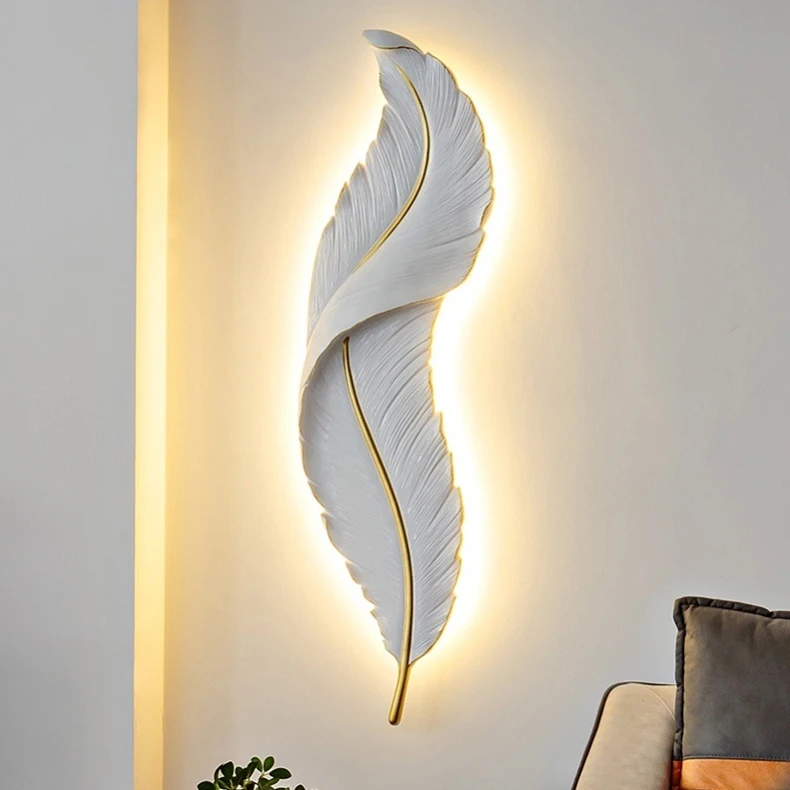 Modern Feather Wall Light RGB Led Wall Lamp for Bedroom Bedside Stairway Light  Living Room Wall Decoration Bathroom Decor wall light fixture