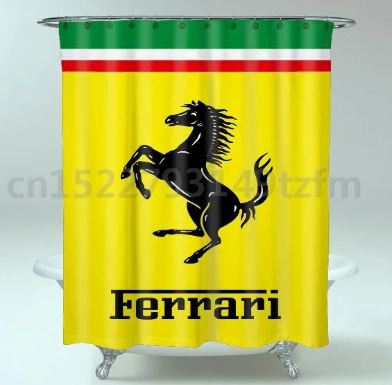 Водонепроницаемая занавеска для душа с логотипом Ferrari, занавеска для душа из полиэфирной ткани, занавеска для ванной комнаты с 12 крючками - Цвет: photo color