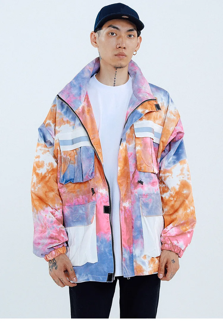 Aolamegs куртки для мужчин Красочный Мульти-карманный спортивный костюм Harajuku стиль Любовник с буквенным принтом высокий уличный продвинутый Повседневный уличная одежда