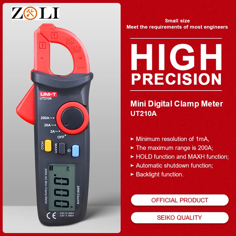 

UNIT UT210A Non Contact Multimeter Digital Clamp Meters AC Current Voltage Auto Range VFC True RMS Mini Capacitance