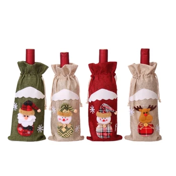 

4Pcs Santa Claus Christmas Wine Bottle Cover Merry Christmas Decor for Home Xmas Ornaments Gifts Navidad