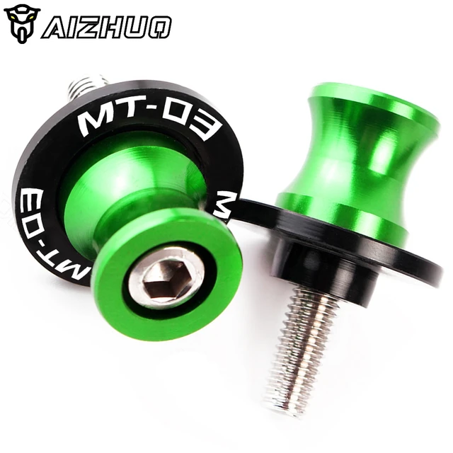 MT 03 Motorcycle Accessories 6MM CNC Aluminum Swingarm Spools Stand Screw Slider For YAMAHA MT03 MT-03 mt03 2005-2020 2019 2018 6MM Green