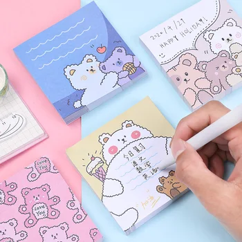 

1packs Cute Bear Memo Pad Sticky Notes Memo Sheets Kawaii Stationery Korean Planner Sticker Notepads Memo Me Maker To Do List