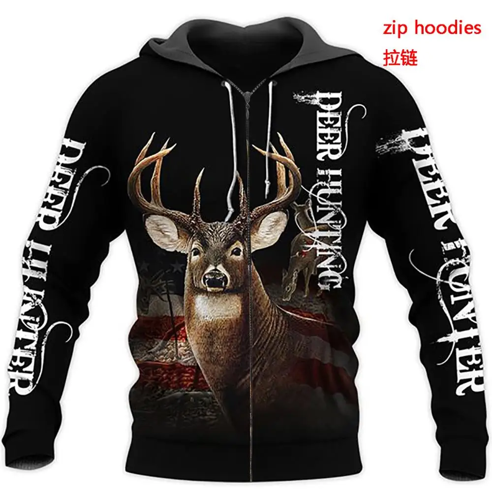 Camo AMO охотничьи Животные Олень искусство 3D толстовки с капюшоном для мужчин и женщин Новая мода толстовка с капюшоном с длинным рукавом Повседневный пуловер-6 - Цвет: zip hoodies