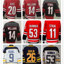 Все сшитые мужские футболки Sebastian Aho Andrei Svechnikov Justine Williams Staal Skinner Jack Eichel Rasmus Dahlin Jeff Skinner