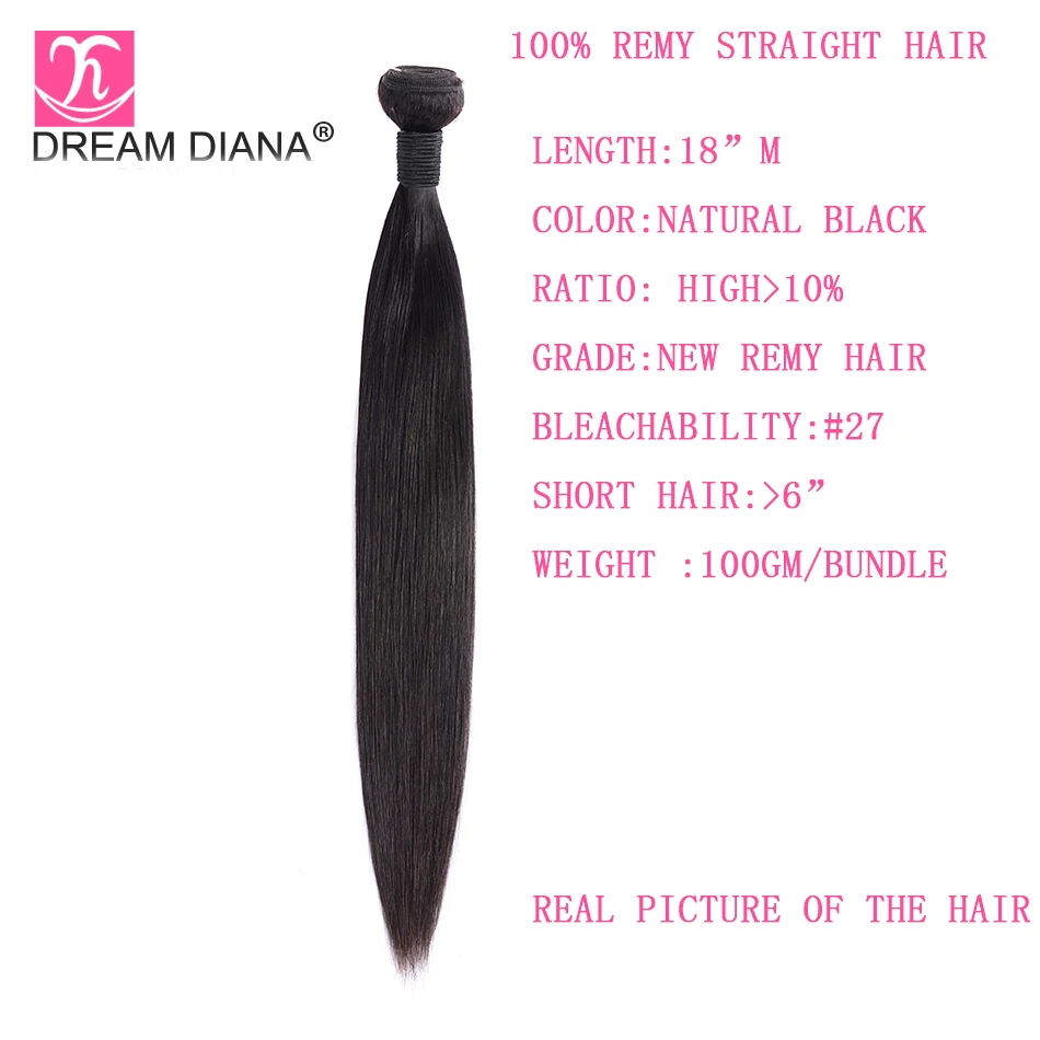 DreamDiana Indian Hair Straight 1/3/4 Bundles 8-30