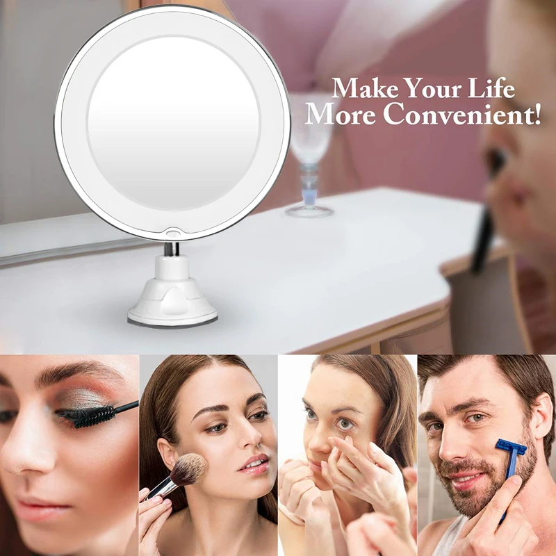 360 Degree Rotation 10X Magnifying Makeup Mirror My Flexible Mirror Folding Vanity Mirror with LED Light Makeup Tools Dropship 1