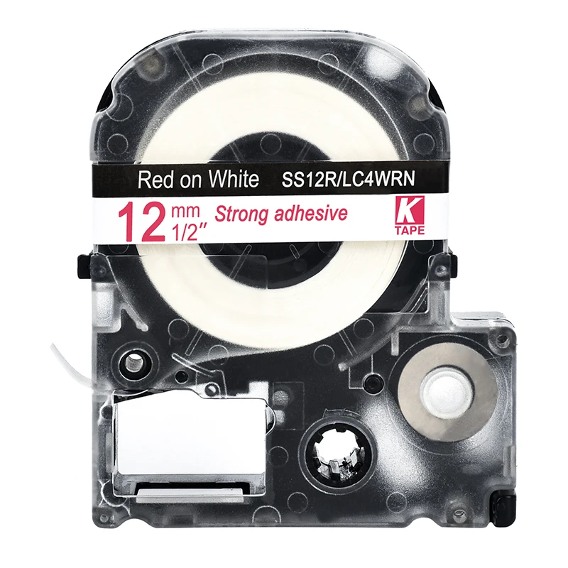 12 мм красный на белом SS12R совместимый Epson KingJim принтер этикеток LC-4WRN ламинированная Этикетка ленты LC4WRN для LW-300 400