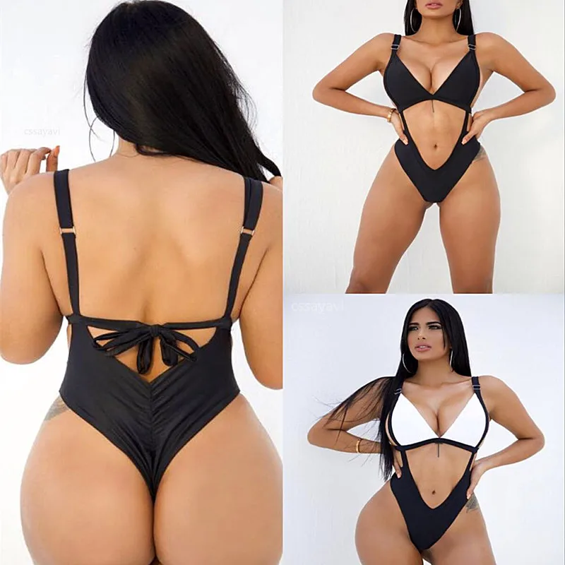 Женский бандажный купальный костюм женский цельный с пуш-ап сексуальный