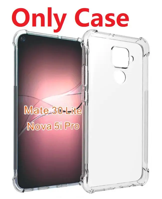 Only Case Для huawei mate 30 Lite& huawei nova 5i Pro Чехол+ закаленное стекло Мягкий ТПУ гелевый защитный силиконовый прозрачный чехол для телефона - Цвет: Only Case