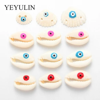 

10pcs Random Size Multi Color Alloy Natural Shell Necklace Pendant Charms For DIY Jewelry Making Evil Eye Conch Accessories