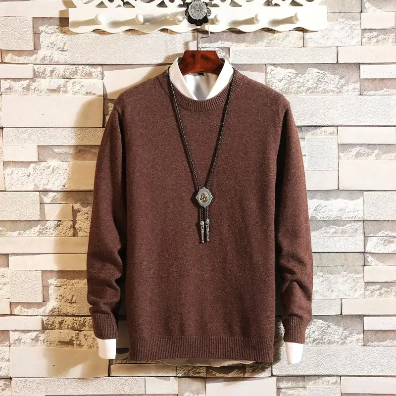 18 цветов кашемировые свитера мужские пуловеры осенне-зимняя одежда hombre pull homme hiver man свитера trui heren roupas мужской свитер - Цвет: Brown