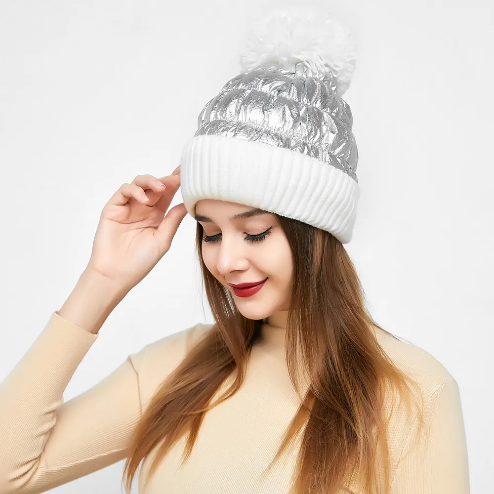 Winter Woollen Women Hat, Inner Fleece Lining Beanie, Double Pom