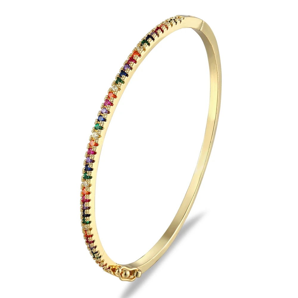 Zirconia Bangle Bracelet Copper Zirconia Rhinestone Cuff for Women Girls