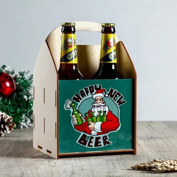 

A box for beer "Happy New Year!" Santa Claus and bottles 4667352