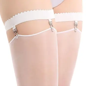 New Womens Elastic Anti Slip Leg Garter Belt Thigh High Stocking Suspender with Clip 4