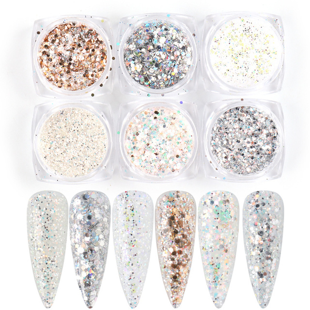 Box Shining Sugar Effect Nail Glitter Powder Laser Candy Nail Art Pigment Flakes Dust Coloful Nail Decor Accessories LA1539-28