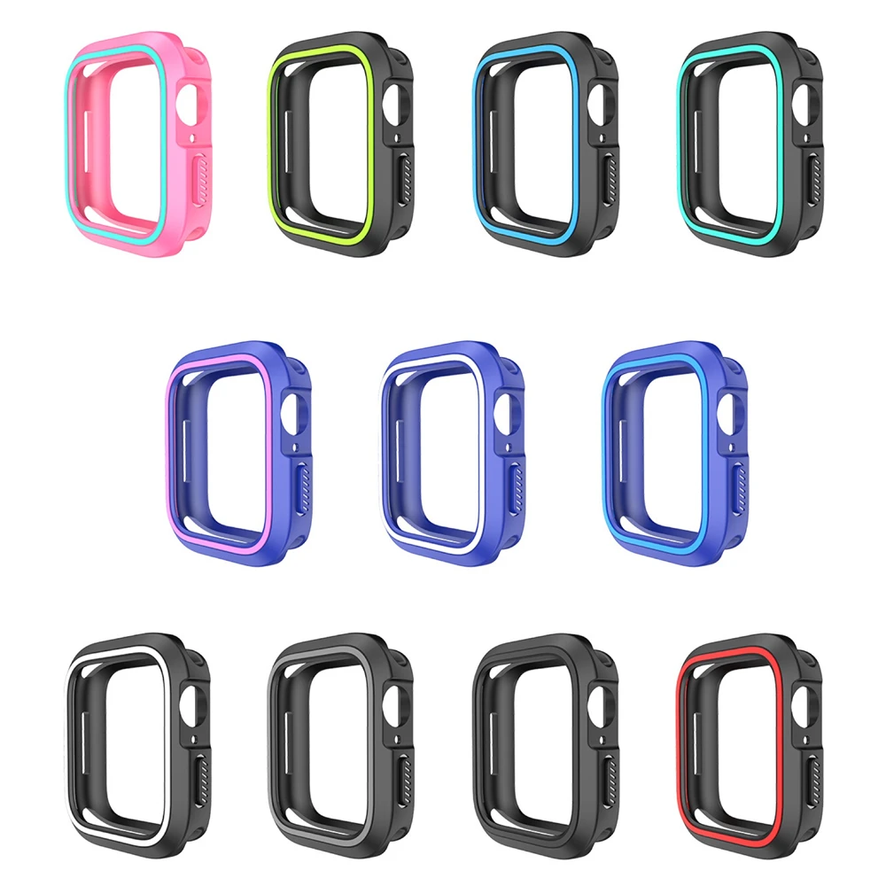Для Apple Watch 4 чехол все вокруг защитные чехлы для iwatch 4-серия крышка Мягкий тонкий 44 мм 40 мм ТПУ двойной цвет полный Чехол