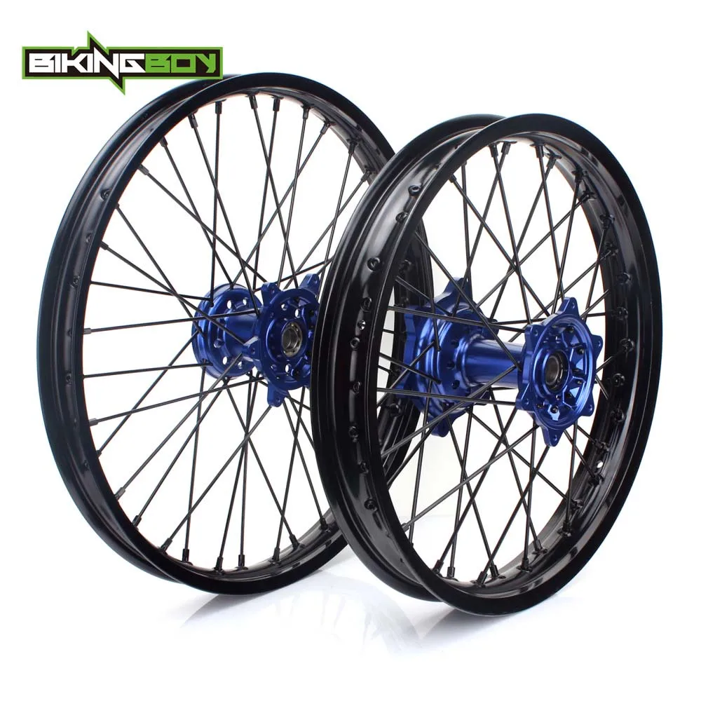 21 18 Blue Black BIKINGBOY 2" 19" 1" Передние Задние Колеса Диски ступицы+ прокладки наборы для Yamaha YZ250F YZ450F YZF 250 450 17 18 - Цвет: 21 18 Blue Black