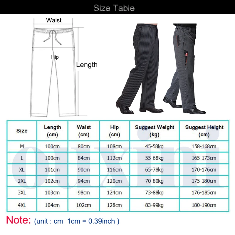 Chef Pants for Men Restaurant Uniform Chef Trousers Gray Striped Elastic Workwear for Hotel Kitchen Zebra Pants Cook Costume