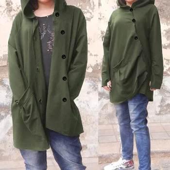 

Women's Irregular Coats Fashion Hoodies Jackets Celmia 2020 Autumn Long Sleeve Button Long Tops Casual Loose Outerwear Plus Size