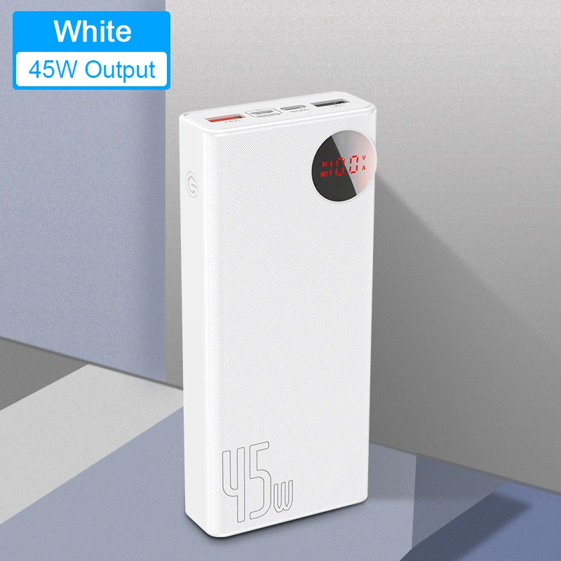 45W White Baseus power Bank 20000 мАч Быстрая зарядка 4,0 3,0 Внешняя батарея 45 Вт PD Быстрая Зарядка power bank для iPhone 11 Xiaomi Mi huawei - Цвет: 45W White