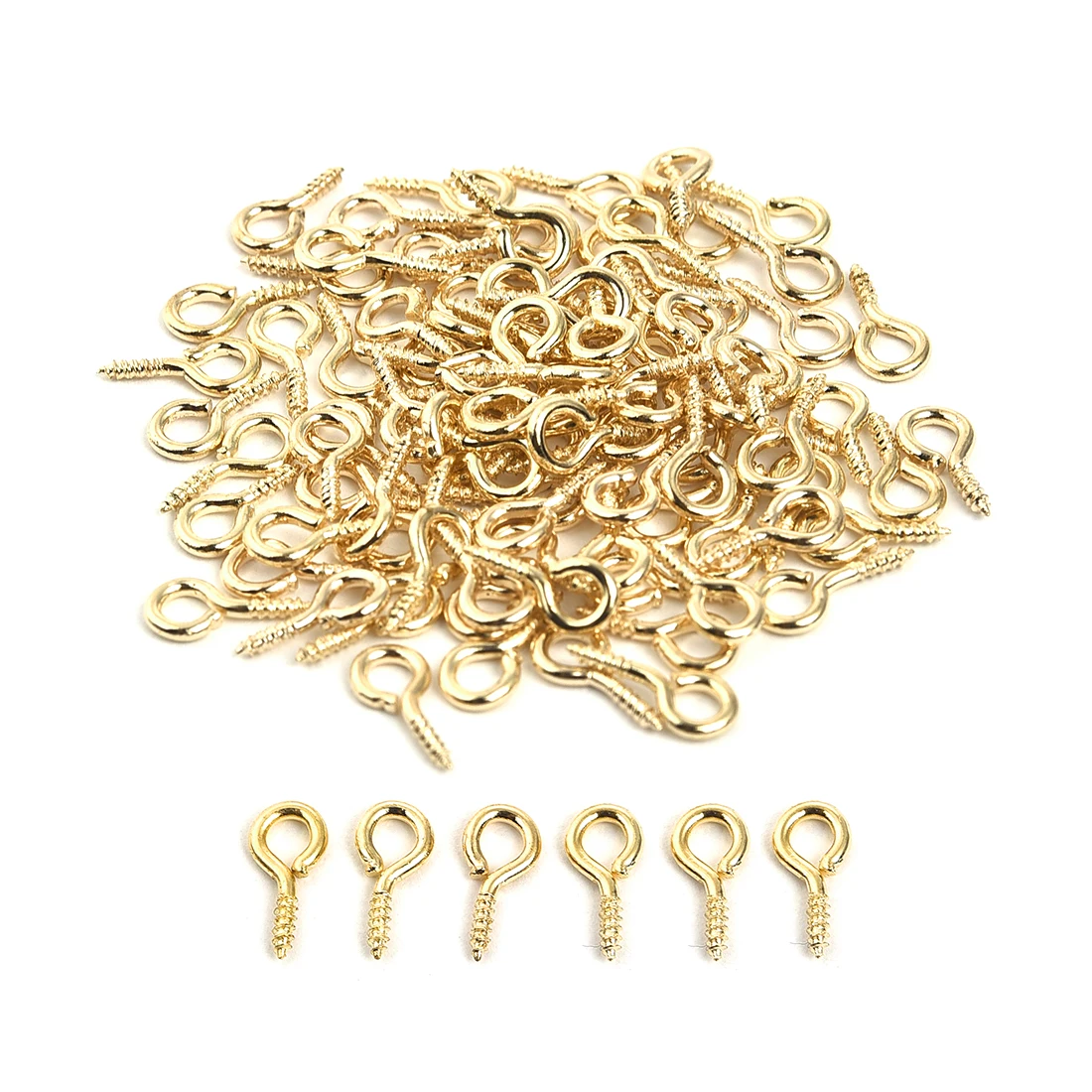 100pcsLotMiniScrewEyePinsGoldSilverDIYJewelryMakingAccessoriesEyeletsScrewHooks