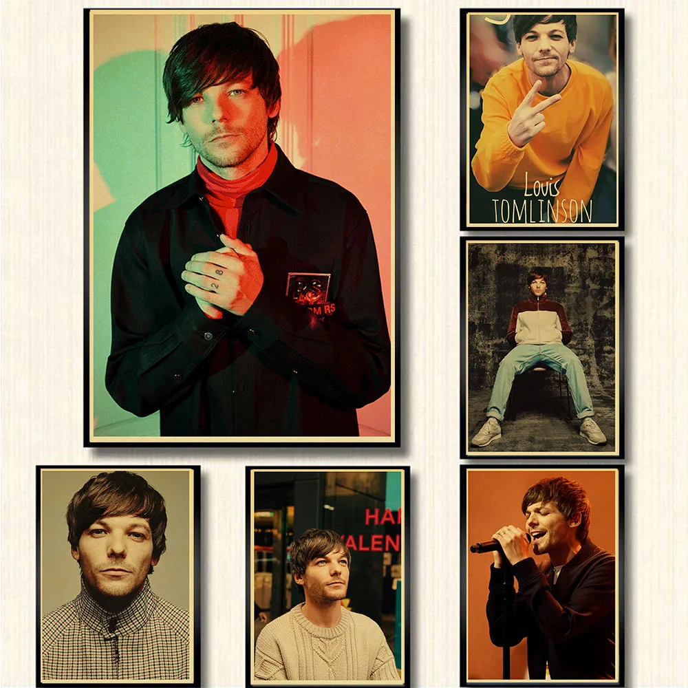 British Singer Louis Tomlinson Portrait Retro Posters Wall Art Painting Vintage Kraft Paper Prints Home /Room/ Bar Decor